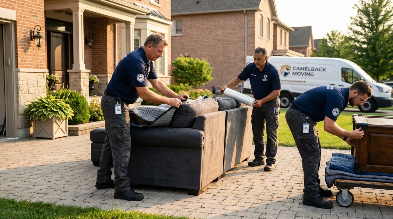 Large estate moving crew wrapping furniture in Lake Arrowhead, CA